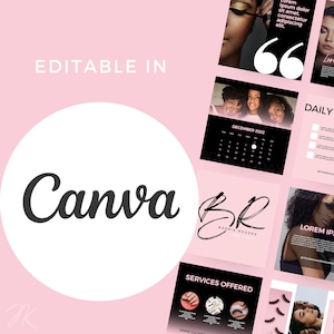 EDITIERBARE Beauty Lash Instagram Social Media Posts Bundle | DIY Lash Haarnägel | DIY Beauty Logo Leinwand | Pink Neon Schwarz | Schönheitsgeschäft