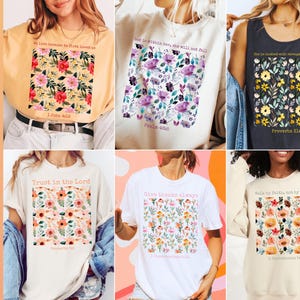 Pacote PNG de Versículos Bíblicos Cristãos Florais | Design de Sublimação Cristã Boho | Camiseta Estética com Versículos Bíblicos | Arquivo Cricut | Presente Baseado na Fé