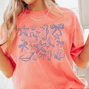 Conchas costeras coquetas PNG / Diseño de lazos, conchas y estrellas de mar / Estética Mermaidcore / Archivo Cricut / PNG para uso comercial / Vibras de verano DIY