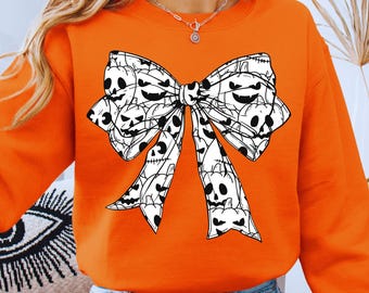 Coquette Bow Pumpkin PNG: Halloween Jack-O'-Lantern Design (Digital Download
