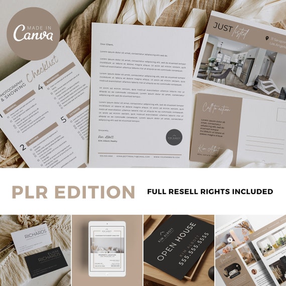 PLR BUNDLE Luxury Modern Real Estate Marketing Templates Bundle | Real Estate Branding | Real Estate Marketing | Realtors Canva Bundle DIY