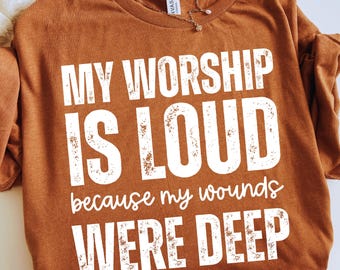 Distressed Boho Christian PNG Bundle: "My Worship is Loud" (Digital Download)