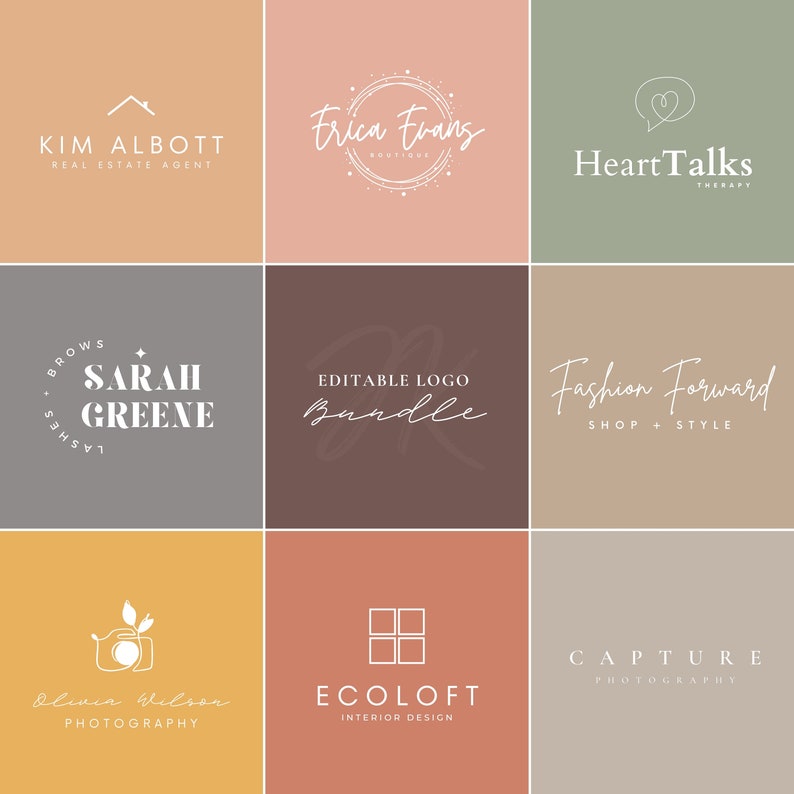 Editable Logo Bundle Canva Logo Template DIY Logo - Etsy