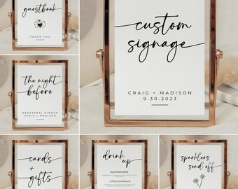 Modern Wedding Sign MEGA Bundle | White and Black Wedding | Minimalist, Modern Editable Template | Signature Drinks | Wedding Signs 5x7 8x10