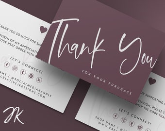 Editable Business Thank You Card Template: Printable Canva Design (5.8x4.1 in)