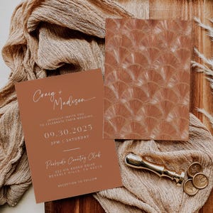 Rose Gold Faux Sequin Wedding Invites | Oscar De La Inspired | Modern Glam Bridal Signage DIY | Luxury Wedding | Elegant Canva Invitations
