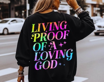 Neon Christian PNG: Living Proof of a Loving God, Bible Verse (Digital Download)