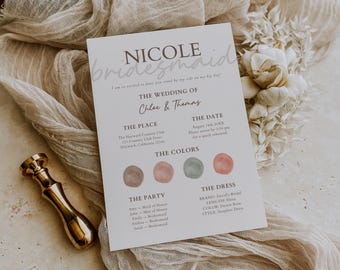 Boho Bridesmaid Info Card Template | Editable Canva Bridal Party Infographic | Boho Bridesmaid Proposal Card | Maid of Honor | Download