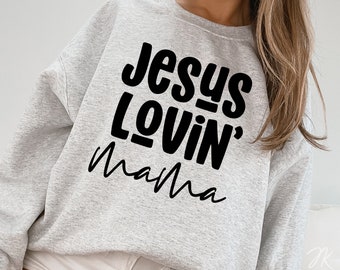 Retro Jesus Loving Mama PNG: Christian Mom Shirt Design (Digital Download)