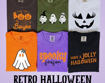 Retro Halloween PNG Sublimation Bundle: Spooky Ghost, Pumpkin Designs (Digital Download