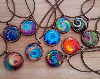 Psychedelic Spiral Pendant Necklaces