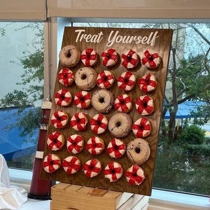 TABLETOP DONUT WALL ~ holds 30 or 60 doughnuts ~ Donut Bar ~ dessert table decor ~ donut stand ~ donut display ~ wooden board ~ donut holder