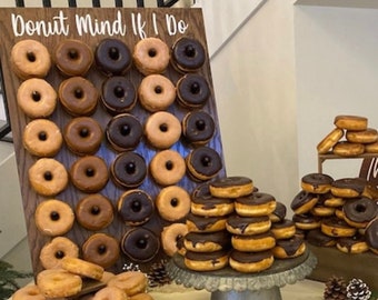 DONUT WALL w/stand tabletop ~ holds 30 or 60 doughnuts ~ Donut Bar ~ dessert table decor ~ wooden stand ~ holder display ~ board ~ wedding