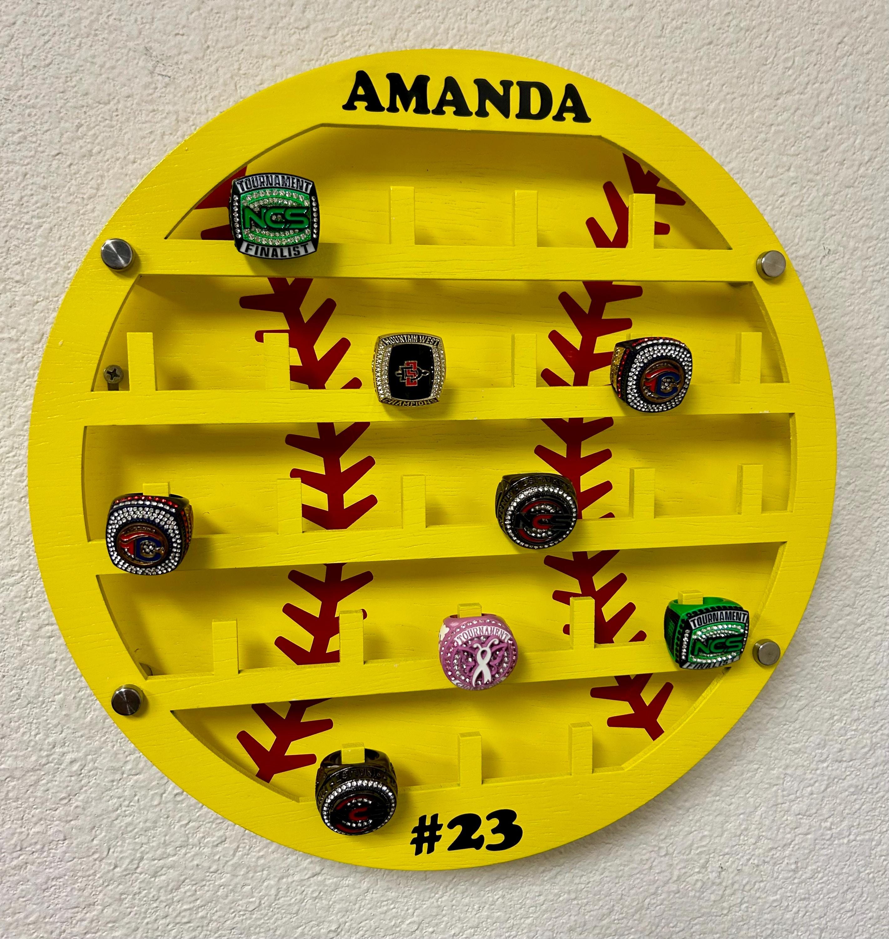 Personalized Softball Ring Display: Custom Team Trophy, Wall Hanger - Etsy
