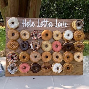 TABLETOP DONUT WALL ~ holds 30 or 60 doughnuts ~ Donut Bar ~ dessert table decor ~ donut stand ~ donut display ~ wooden board ~ donut holder