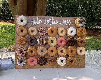 TABLETOP DONUT WALL ~ holds 30 or 60 doughnuts ~ Donut Bar ~ dessert table decor ~ donut stand ~ donut display ~ wooden board ~ donut holder