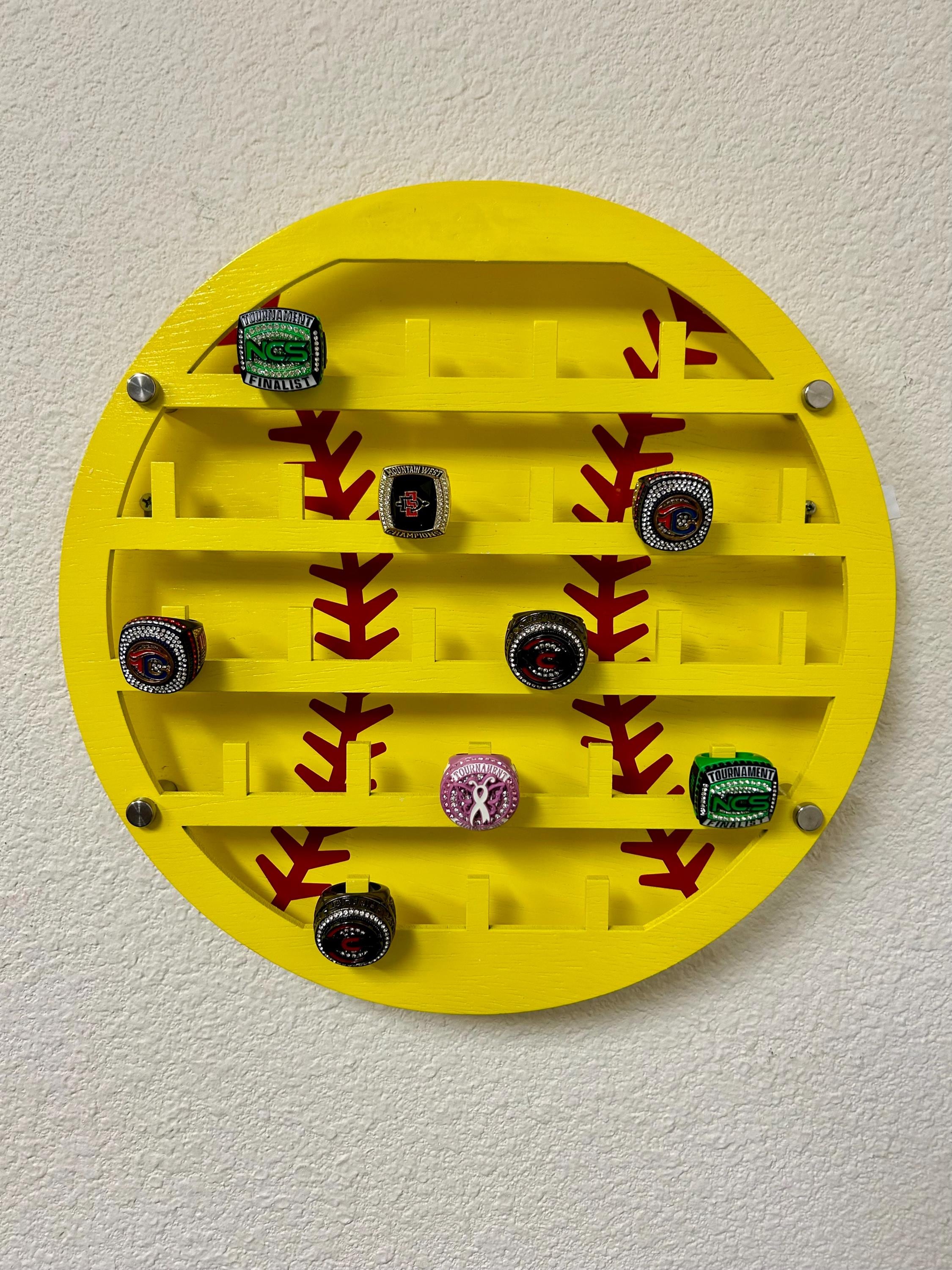 Display Racks For Softball Rings Personalized Softball Ring Display: Custom Team Trophy, Wall Hanger - Etsy