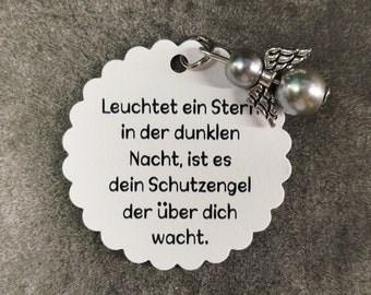 Anhänger mit Perlenengel mit Spruch Leuchtet ein Stern in der dunklen Nacht, ist es dein Schutzengel...