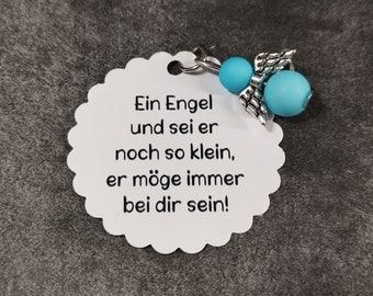 Papieranhänger mit Perlenengel "Ein Engel und sei er noch so klein..." - handgefertigt