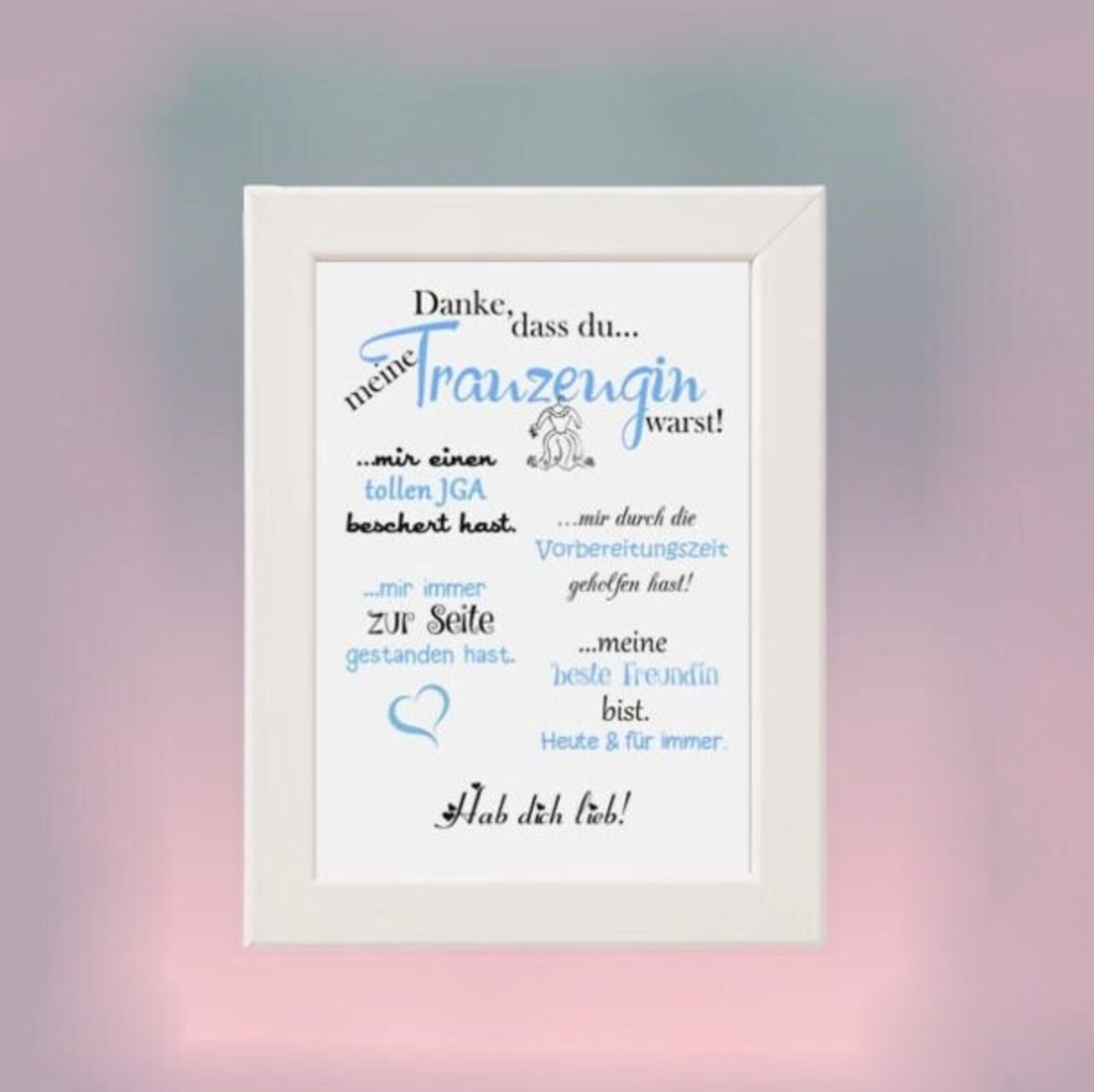 Danke Dass Du Meine Trauzeugin Bist Text Trauzeuginnen Rahmen/Druck Danke dass du...meine Trauzeugin - Etsy.de