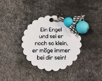 Anhänger mit Perlenengel mit Spruch Ein Engel und sei er noch so klein, er möge immer bei dir sein!