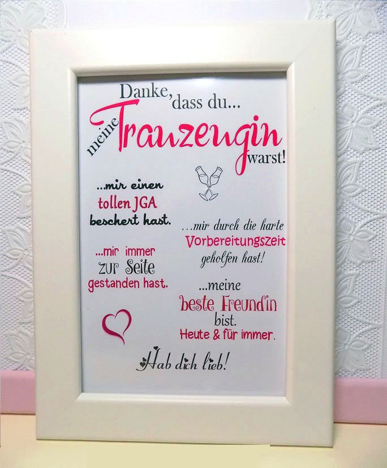 Danke Dass Ich Deine Trauzeugin Sein Darf Sprüche Trauzeuginnen Rahmen/Druck Danke dass du...meine Trauzeugin - Etsy.de