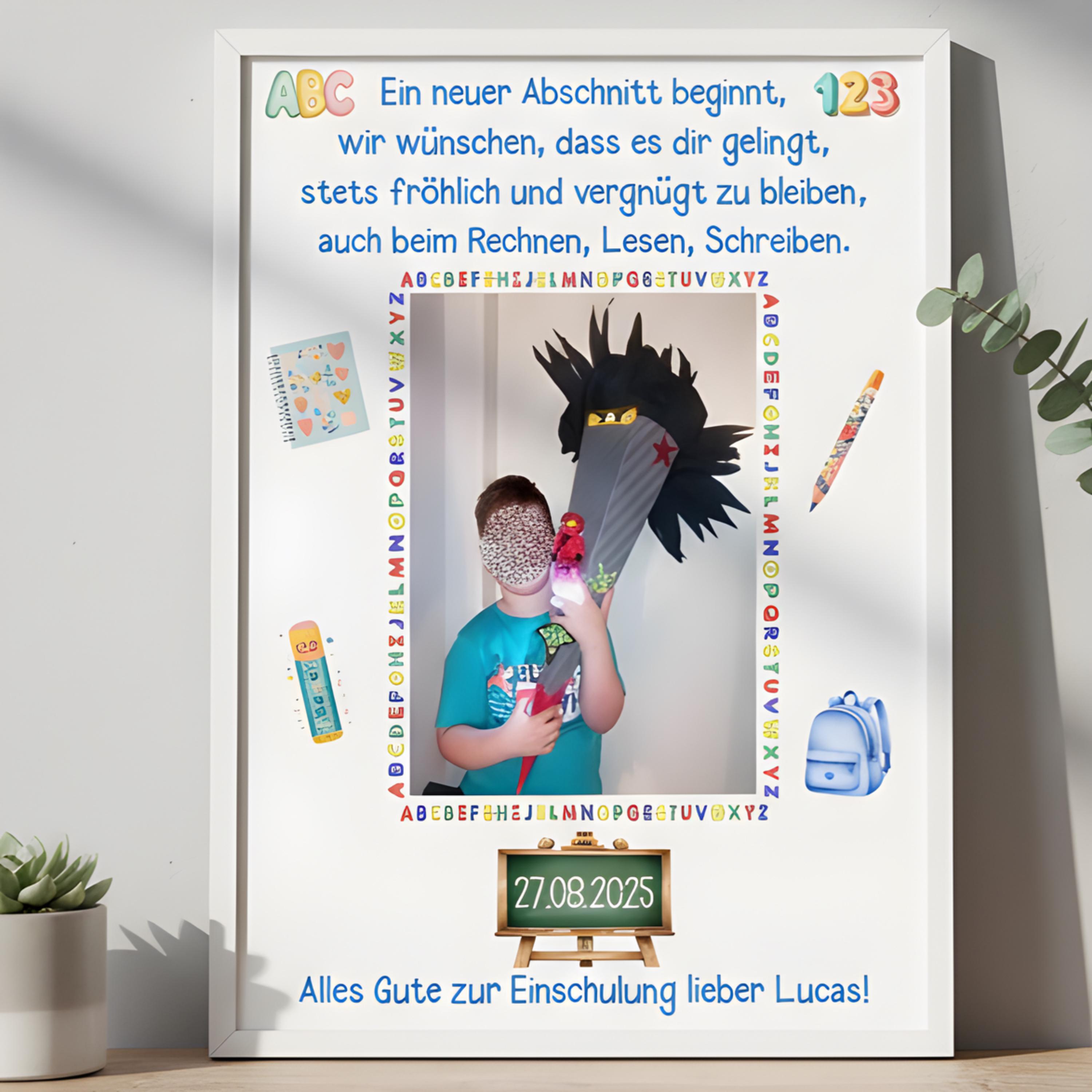 DETIHO Bilderrahmen Für Den Ersten Schultag – 14,7x20,3 Cm Holzrahmen Mit Staffelei, Für Fotos 10x15 Cm