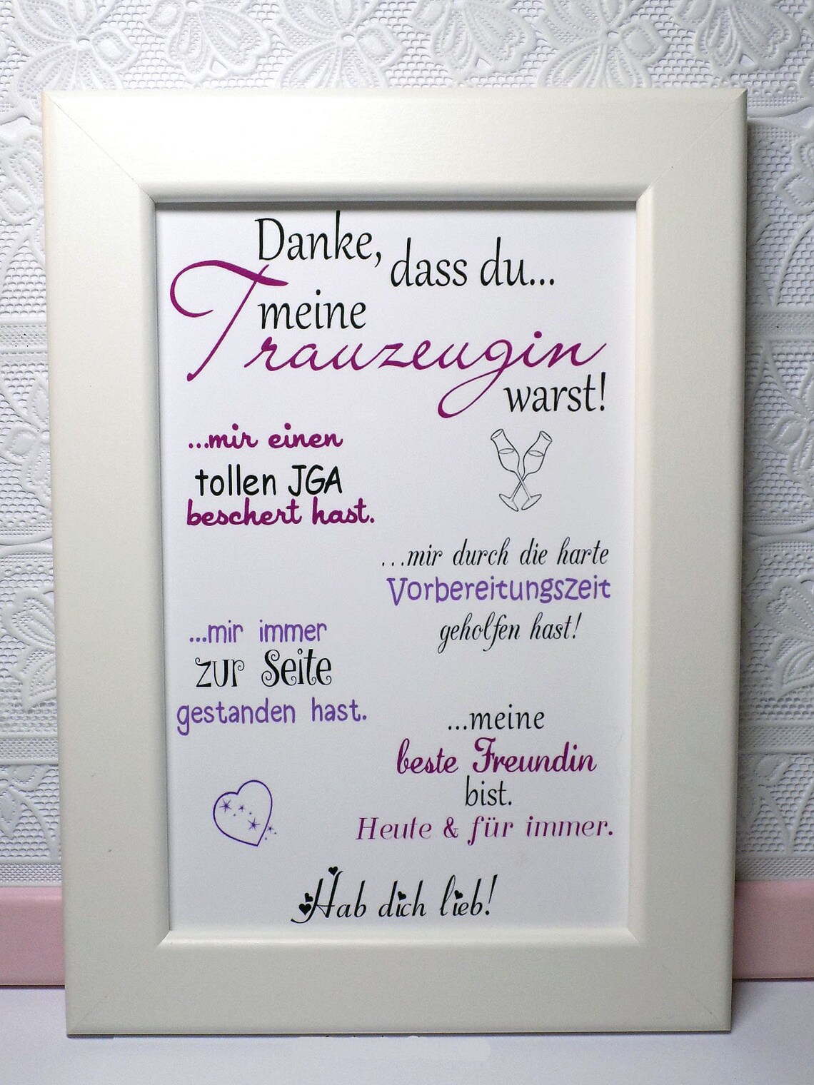 Danke Das Du Meine Trauzeugin Warst Rahmen Druck Danke dass du...meine Trauzeugin warst | Etsy