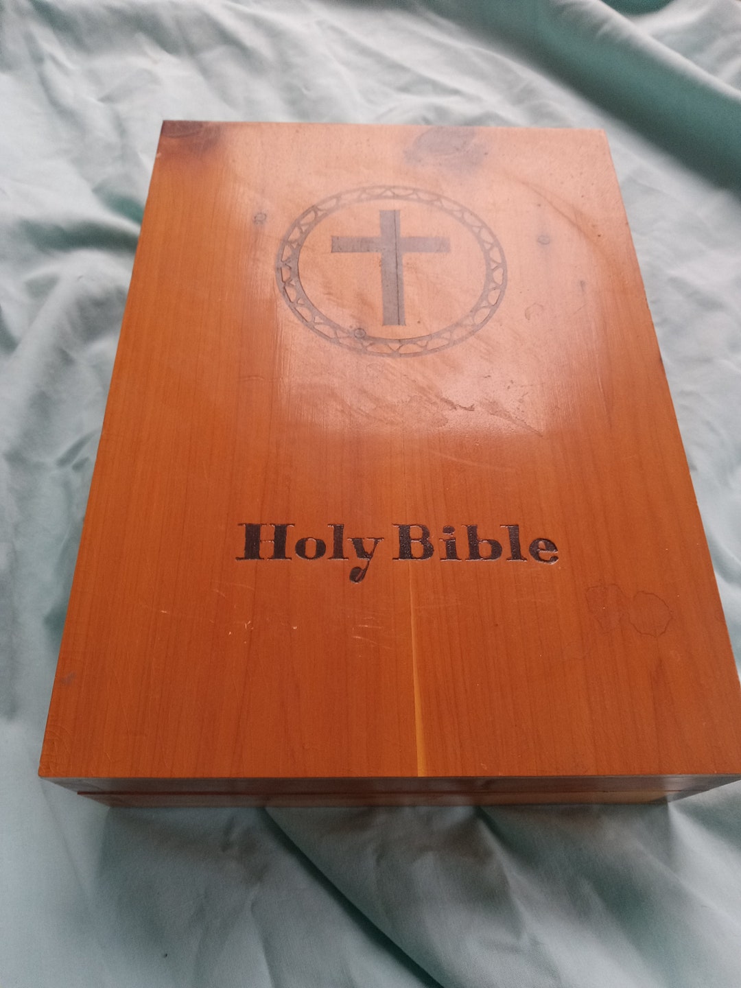 Vintage Wood Bible Box and Book - Etsy