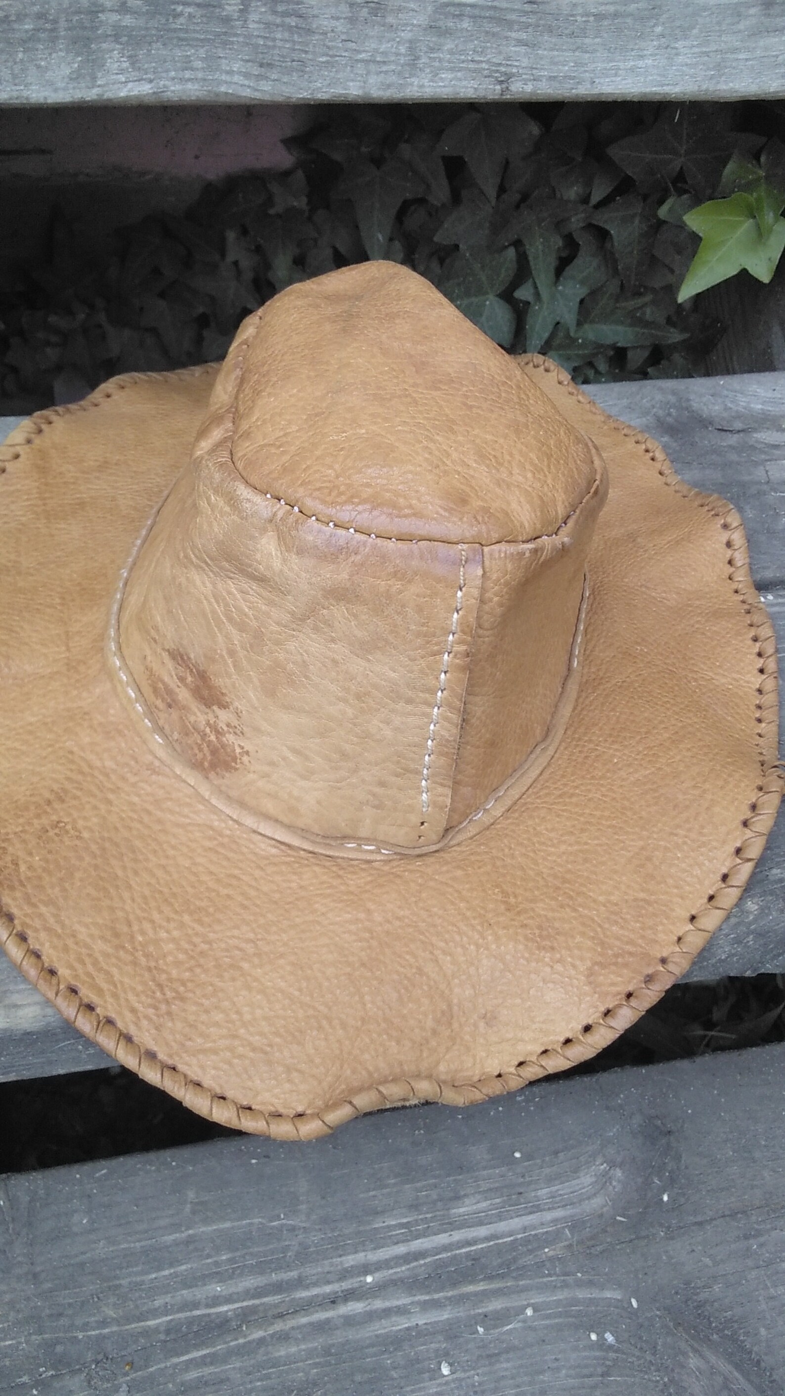 Vintage hippie floppy leather hat Etsy