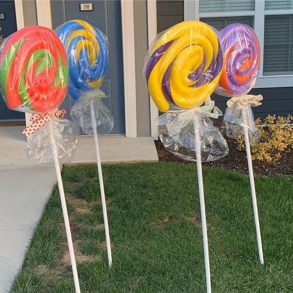 Set Of 4 Giant Lollipops Christmas Decorations Halloween Etsy