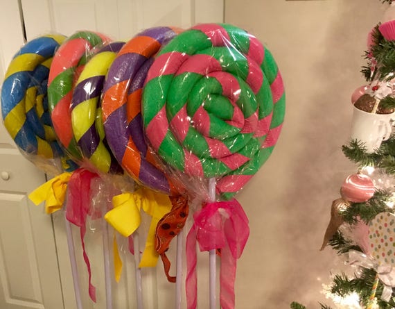 Set Of 4 Giant Lollipops Christmas Decorations Halloween Etsy