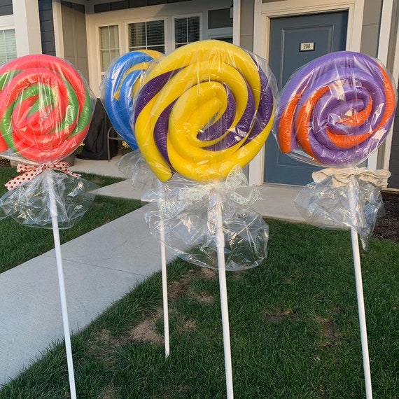 Set Of 4 Giant Lollipops Christmas Decorations Candy Land Etsy