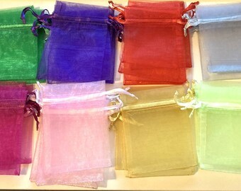 5  Organza Bags ~ 9 x 7 cm  ~ Wedding favour bags ~ Gift bags ~ Choose your colour