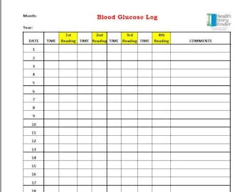blood glucose log etsy glucose log