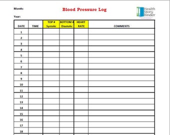 Blood Pressure Log  25 pre-printed pages