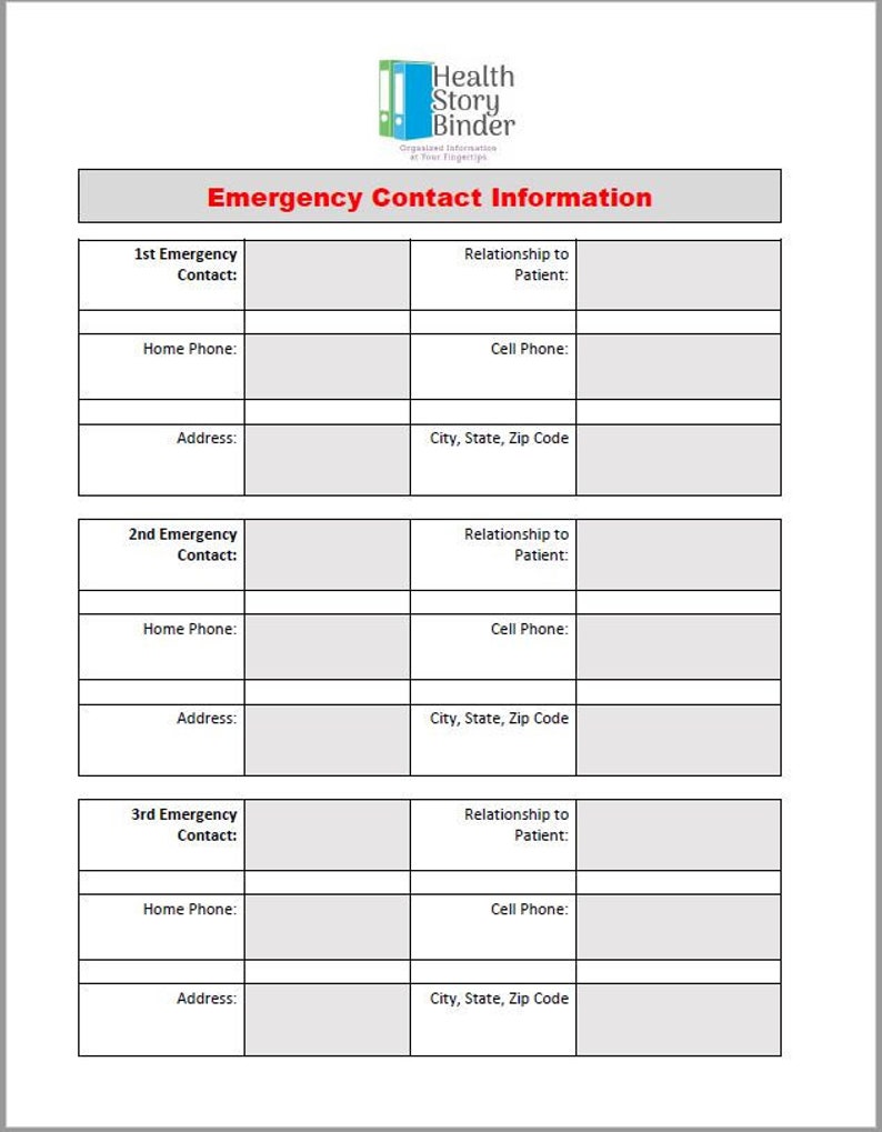 price Long-awaited Emergency Contact Template