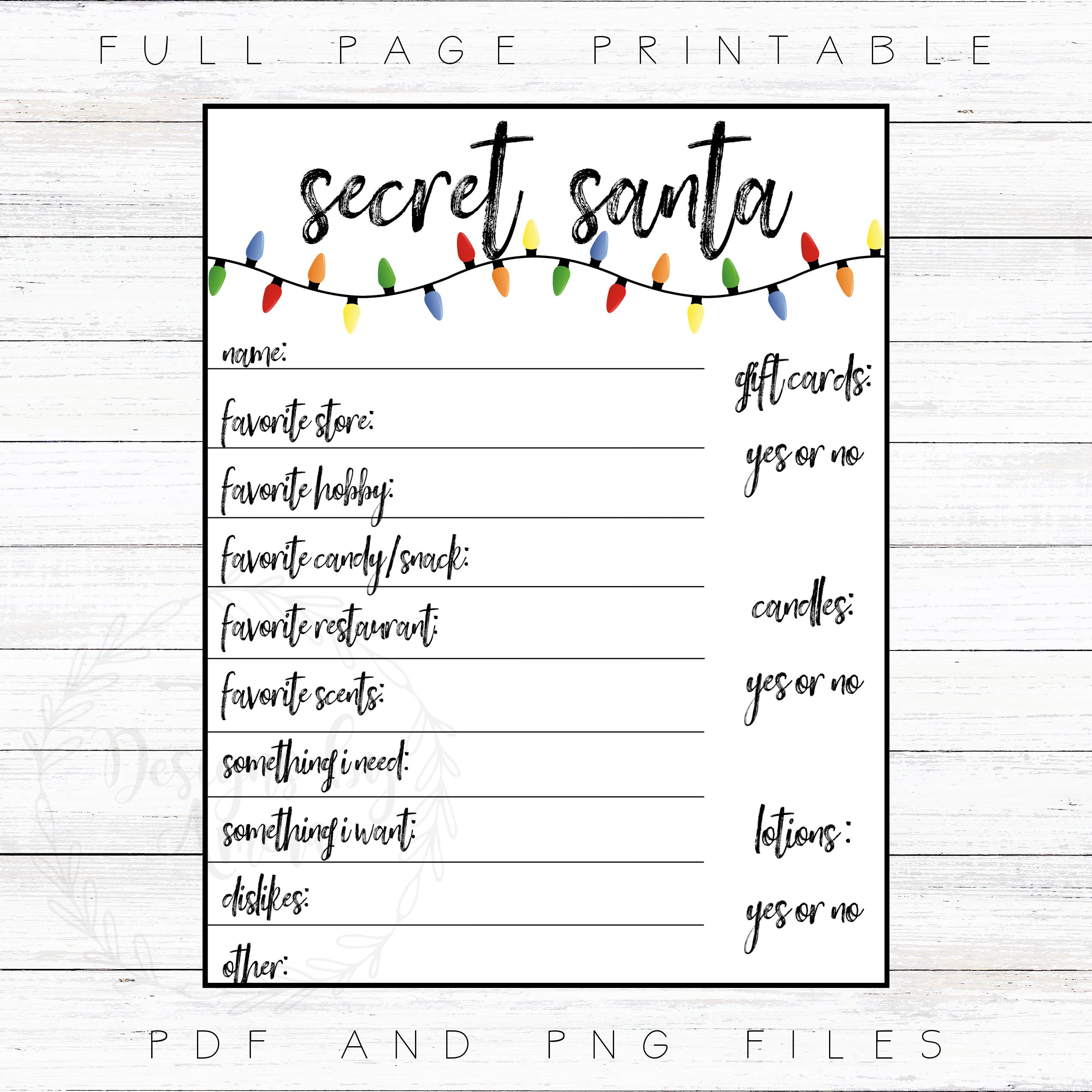 Free Printable Secret Santa Lists Templates