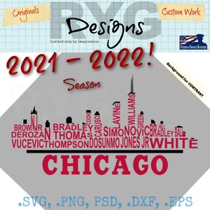 Chicago Pro Basketball Team Skyline Names Grafisch