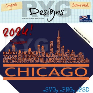 Gráfico de nomes de futebol profissional do Chicago Skyline