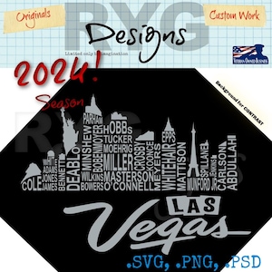 Illustration des noms des équipes de football sur la ligne d'horizon de Las Vegas