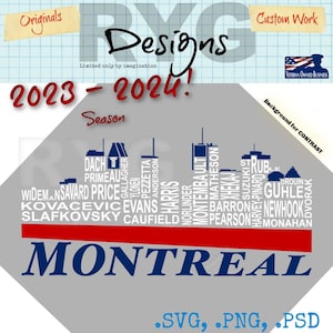 Montreal Hockey Team Skyline Names Graphic