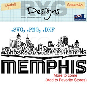 Memphis Pro Basketball Team Skyline Names Graphic