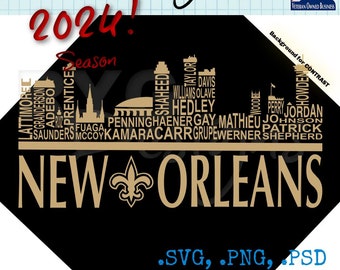 New Orleans Skyline Pro Football Names Graphic