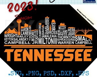 University of Tennessee College Football Names Graphic