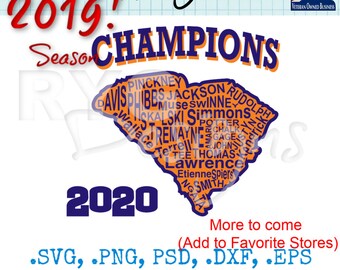 Clemson College Football Names Graphic