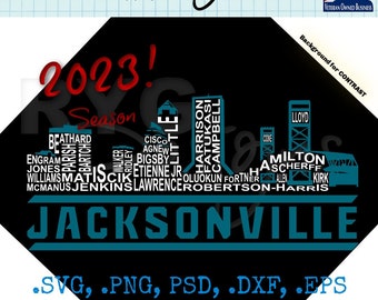 Jacksonville Football Team Skyline Names Graphic