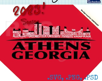 University of Georgia Skyline Names Graphic