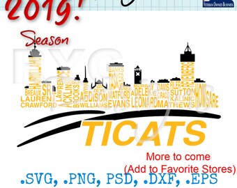 Hamilton, Ontario Skyline Tiger Cats Names Graphic 2019 Season Roster