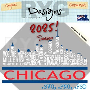 Nomes do time de beisebol profissional de Chicago Skyline Graphic
